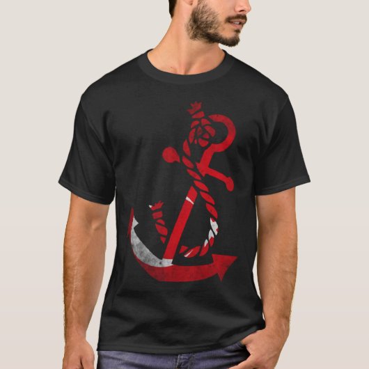 Nautical boat anchor Turkey Turkish flag ocean Fis Tシャツ (正面)