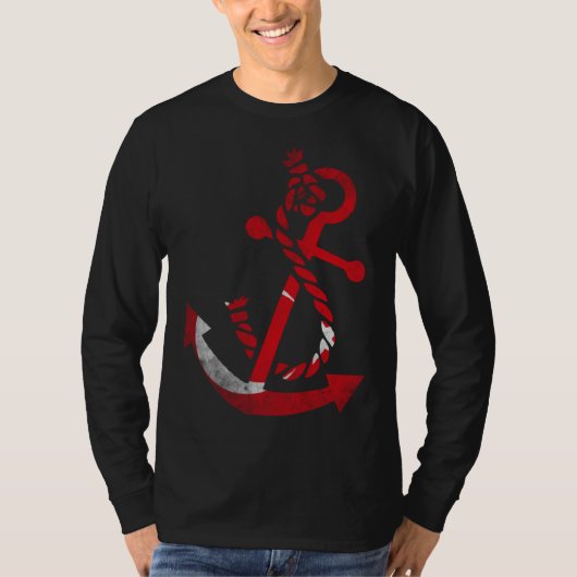 Nautical boat anchor Turkey Turkish flag ocean Fis Tシャツ (正面)
