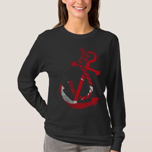 Nautical boat anchor Turkey Turkish flag ocean Fis Tシャツ (正面)