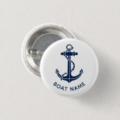 Nautical Boat Name Anchor Cruise Trip Custom 缶バッジ (正面&裏面)
