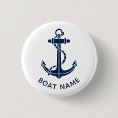 Nautical Boat Name Anchor Cruise Trip Custom 缶バッジ (正面)