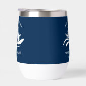 Nautical Boat Name Navy Blue Ship Wheel Welcome (右面)