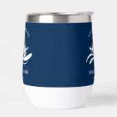 Nautical Boat Name Navy Blue Ship Wheel Welcome (左面)