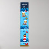 Nautical Boy Monkey Red and Navy Growth Chart ポスター (正面)