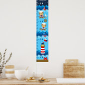 Nautical Boy Monkey Red and Navy Growth Chart ポスター (キッチン)