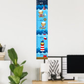 Nautical Boy Monkey Red and Navy Growth Chart ポスター (ホームオフィス)