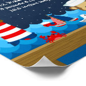 Nautical Boy Monkey Red Navy Birth Statistics ポスター (角)