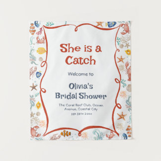 Nautical Bridal Shower Welcome Backdrop Tapestry タペストリー