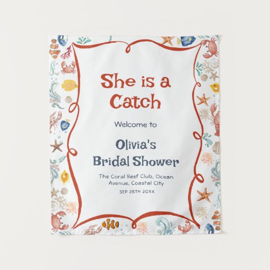 Nautical Bridal Shower Welcome Backdrop Tapestry タペストリー (正面)