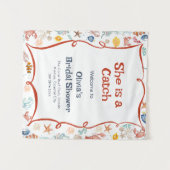 Nautical Bridal Shower Welcome Backdrop Tapestry タペストリー (正面(横))