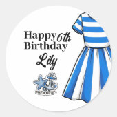 Nautical Cabana Sailor Birthday ラウンドシール (正面)