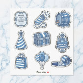 Nautical Cabana Sailor Birthday Sticker Sheet Set シール