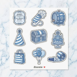 Nautical Cabana Sailor Birthday Sticker Sheet Set シール