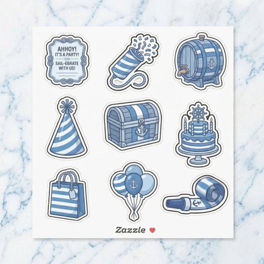 Nautical Cabana Sailor Birthday Sticker Sheet Set シール