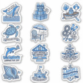 Nautical Cabana Sailor Birthday Sticker Sheet Set シール (正面)