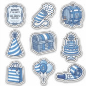 Nautical Cabana Sailor Birthday Sticker Sheet Set シール (正面)