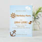 Nautical Captain Baby Boy First Birthday Invitatio 招待状 (スタンド正面)
