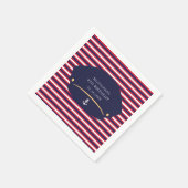 Nautical Captain Hat Birthday Navy & Red Stripes K スタンダードカクテルナプキン (角)