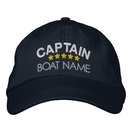 Nautical Captain Your Boat Name Personalized Cap  刺繍入りキャップ (正面)