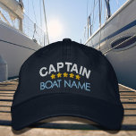 Nautical Captain Your Boat Name Personalized Cap  刺繍入りキャップ<br><div class="desc">Nautical Captain Your Boat Name Personalized Cap Dark Blue</div>