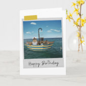 Nautical Cat Funny Birthday Card カード (黄色い花)