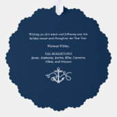 Nautical Christmas Anchor Navy Blue オーナメントカード (裏面)
