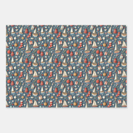 Nautical Christmas Gift Wrapping Paper  ラッピングペーパーシート