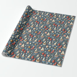 Nautical Christmas Gift Wrapping Paper  ラッピングペーパー