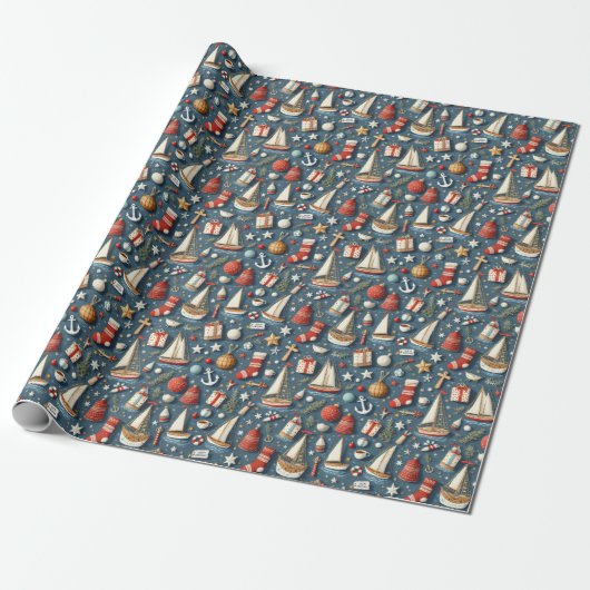Nautical Christmas Gift Wrapping Paper  ラッピングペーパー (アンロールド)