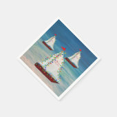 Nautical Christmas Harbor parade スタンダードカクテルナプキン (角)