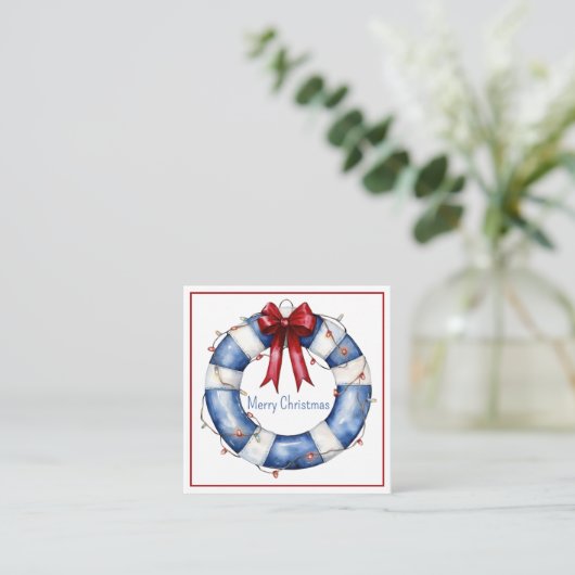 Nautical Christmas Life Preserver With Bow エンクロージャーカード (スタンド正面)