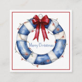 Nautical Christmas Life Preserver With Bow エンクロージャーカード (正面)
