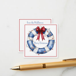 Nautical Christmas Life Preserver With Bow エンクロージャーカード
