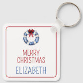 Nautical Christmas Life Preserver With Bow キーホルダー (裏面)