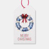 Nautical Christmas Life Preserver With Bow ギフトタグ (正面)