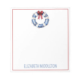 Nautical Christmas Life Preserver With Bow ノートパッド