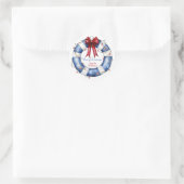 Nautical Christmas Life Preserver With Bow ラウンドシール (バッグ)