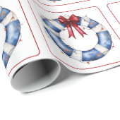 Nautical Christmas Life Preserver With Bow ラッピングペーパー (ロールコーナー)