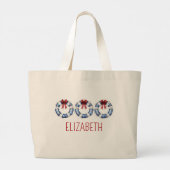 Nautical Christmas Life Preserver With Bow ラージトートバッグ (裏面)