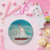 Nautical Christmas Sailboats harbor parade ペーパープレート (パーティー)