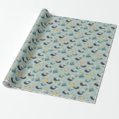 Nautical Christmas Wrapping Paper Featuring Whales ラッピングペーパー (アンロールド)