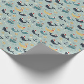 Nautical Christmas Wrapping Paper Featuring Whales ラッピングペーパー (角)