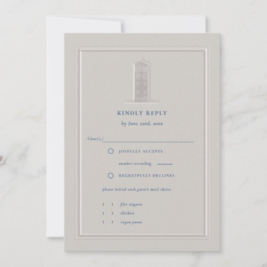 Nautical Coastal Bell Tower Formal Wedding RSVP (正面)