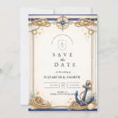 Nautical Compass Anchor Wedding セーブザデート (正面)