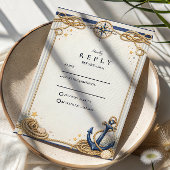 Nautical Compass Anchor Wedding 出欠カード
