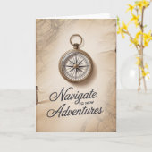 Nautical Compass Birthday Card for men カード (黄色い花)