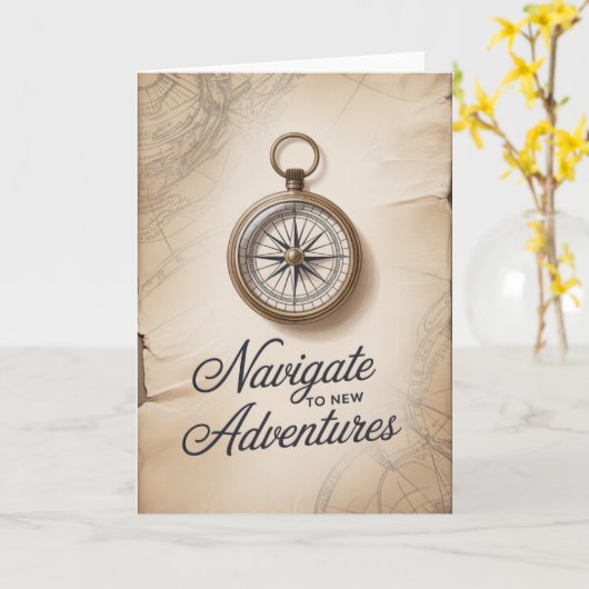 Nautical Compass Birthday Card for men  カード (黄色い花)