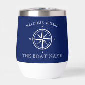 Nautical Compass Rose Welcome Aboard Boat Name (正面)