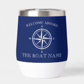 Nautical Compass Rose Welcome Aboard Boat Name (背面)