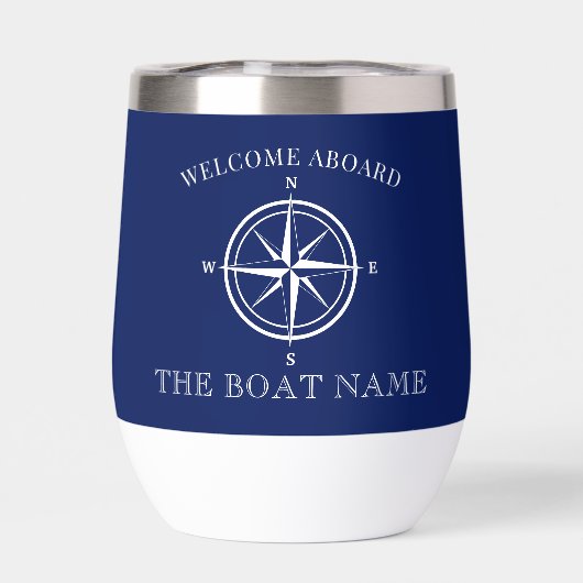 Nautical Compass Rose Welcome Aboard Boat Name (背面)